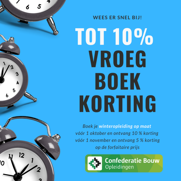Krijg tot 10% vroegboekkorting op een winteropleiding op maat